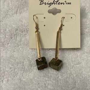 Gold Dangle Earrings with Stone Accents vintage​